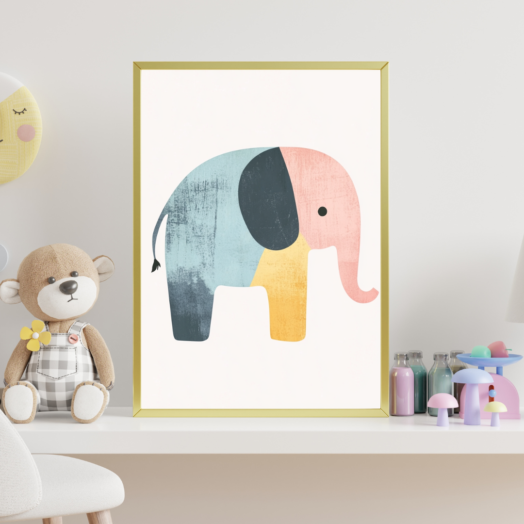 Affiche Enfant – Petit Éléphant Africain Minimaliste