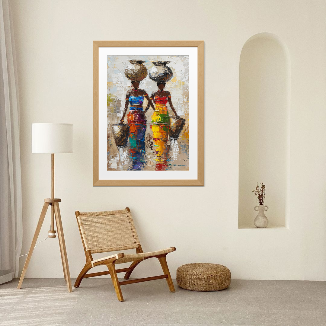 Affiche Peinture - Femmes Africaines Porteuses d’Eau