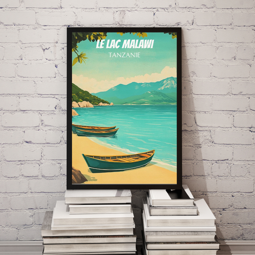 Affiche Africaine Vintage – Poster Lac Malawi, Tanzanie Paradis Tropical - Maison Kaya