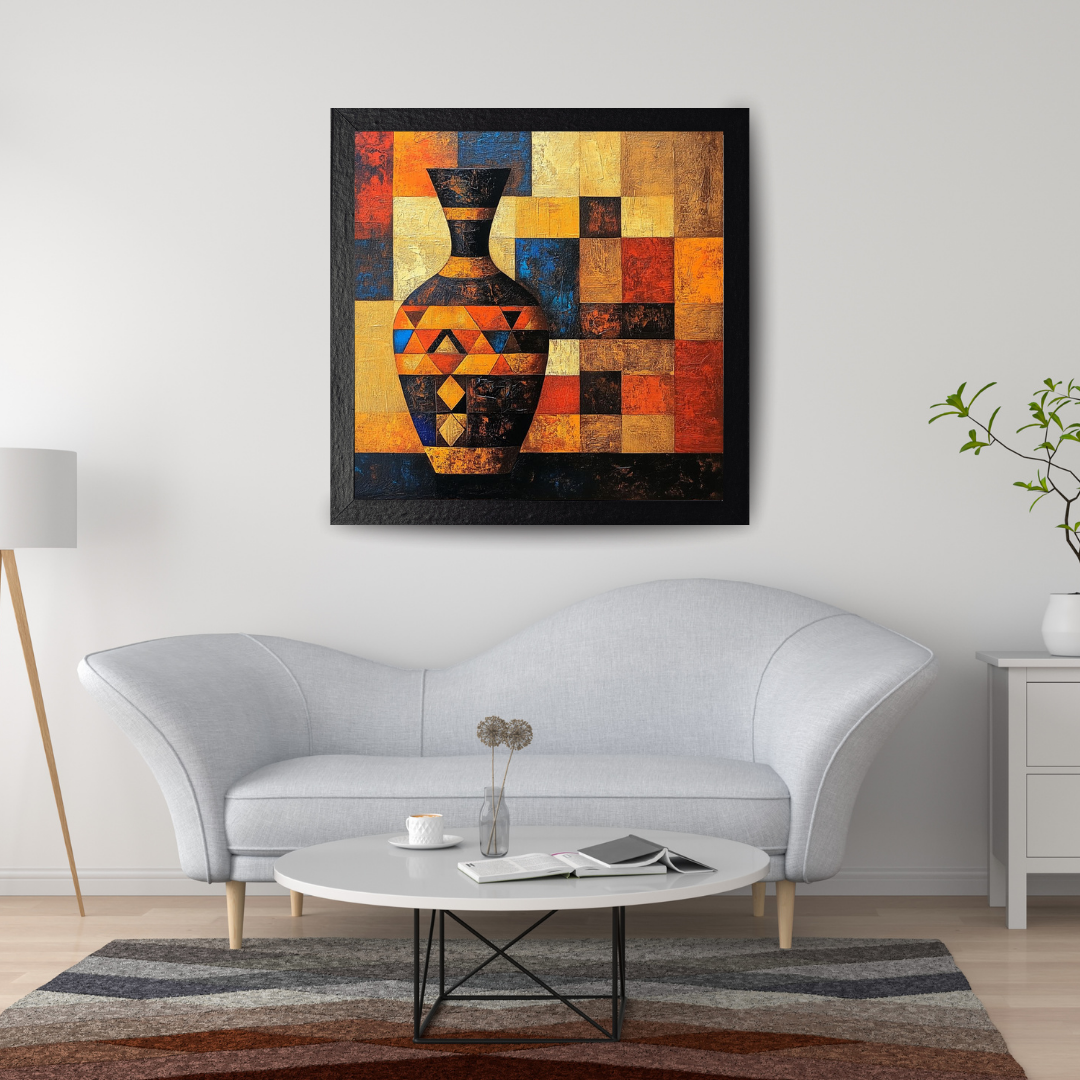 Affiche Africaine | Poster Vase avec Motifs Géométriques - Maison Kaya