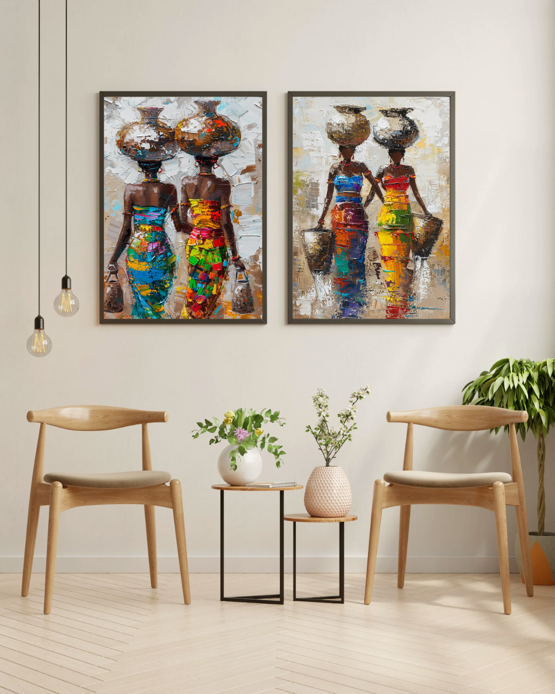 Affiche Peinture - Femmes Africaines Porteuses d’Eau