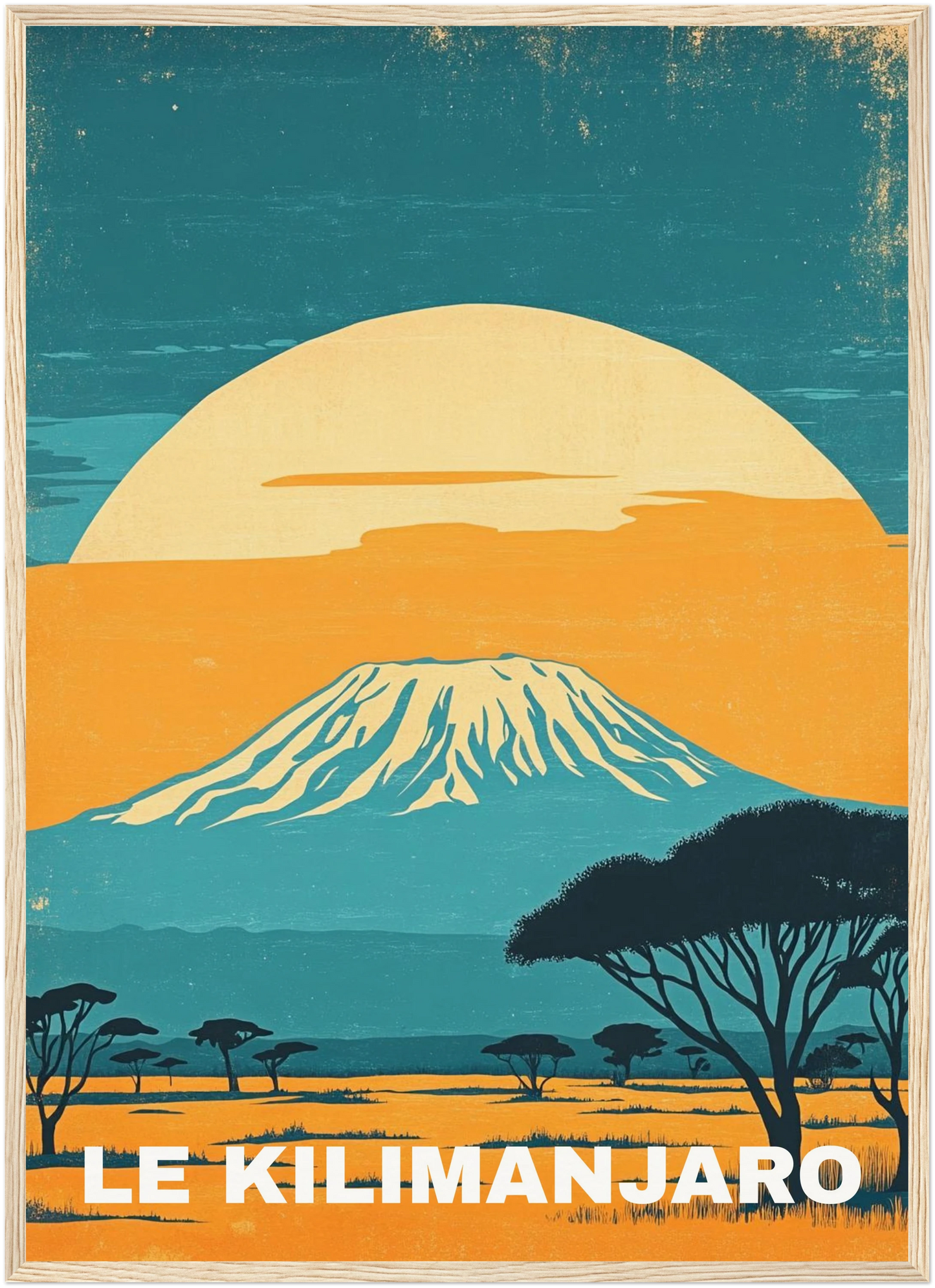 Affiche Africaine Vintage - Poster Mont Kilimanjaro, Afrique Majestueuse - Maison Kaya