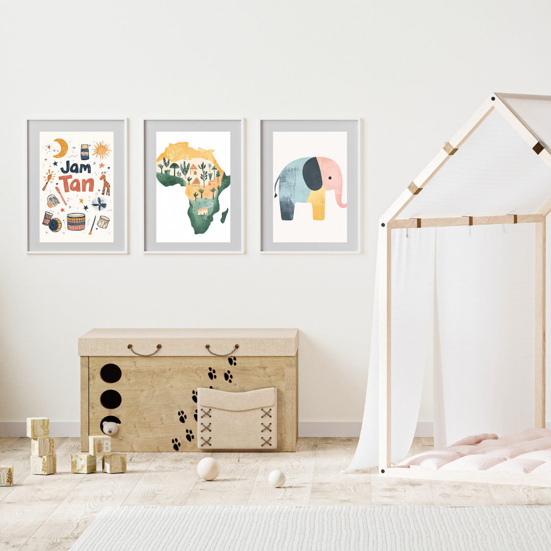 Pack "Petits Rêves d'Afrique" – Set de 3 Affiches Murales pour Enfants