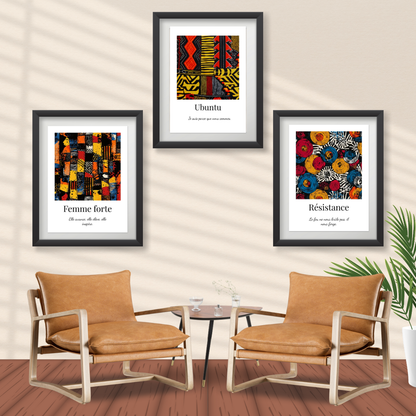 Affiche Wax - Motif Wax Rouge, Bleu et Blanc - "Wax No 5"
