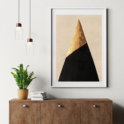 Montagne Africaine Stylisée | Art Abstrait Noir & Or